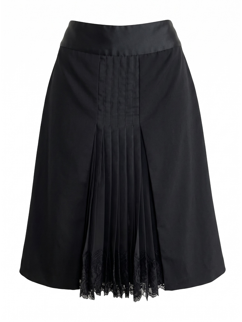 Dolce & Gabbana Early 2000s Pleated Silk & Lace Pencil Skirt — IT 40 US 4
